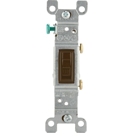 Leviton Residential Grade 15 Amp Toggle Single Pole Grounded Switch, Brown 202-01451-002